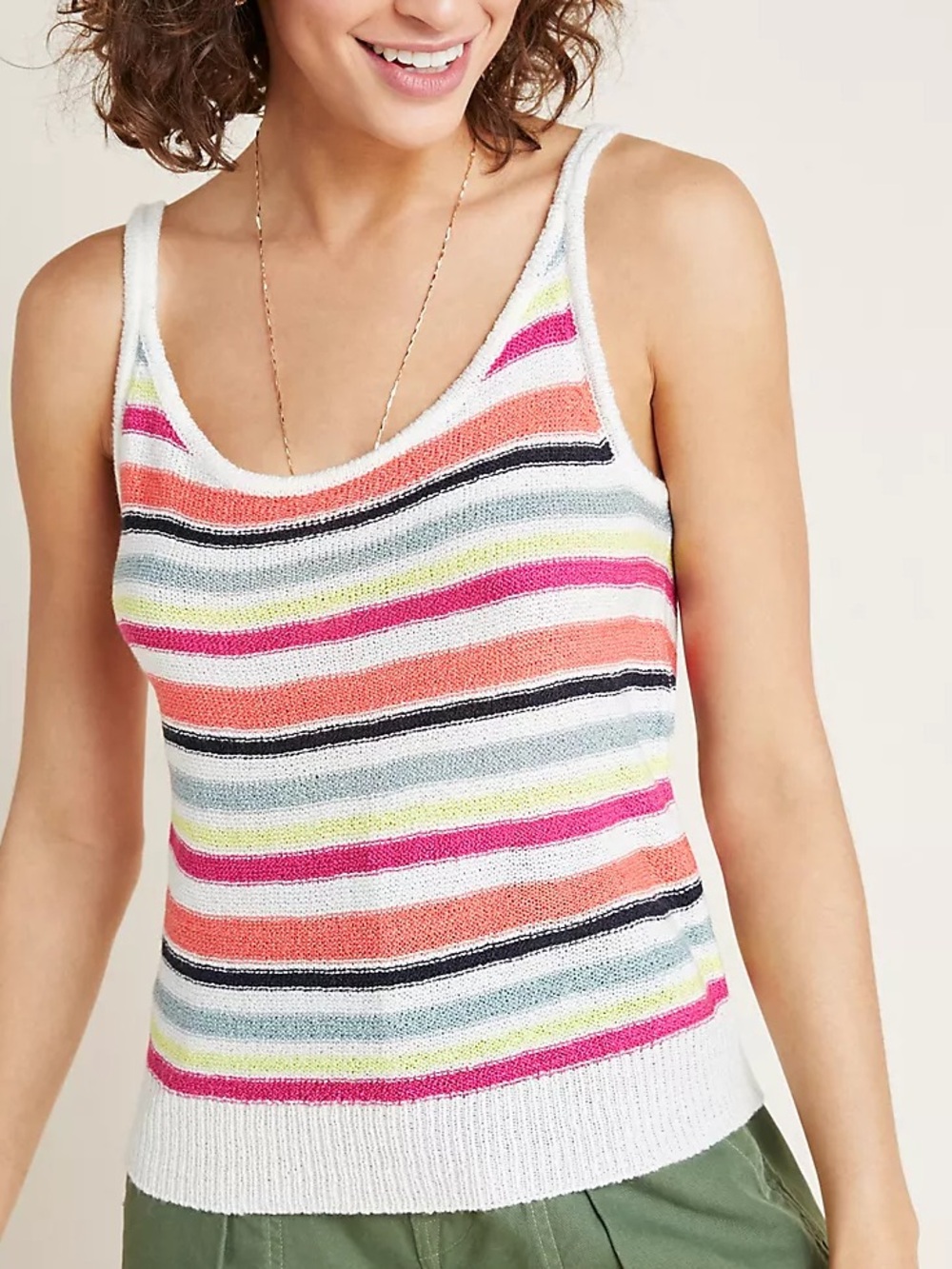 CUPCAKES & CASHMERE x Anthropologie Wharf Striped knit Tank - Pink Multi